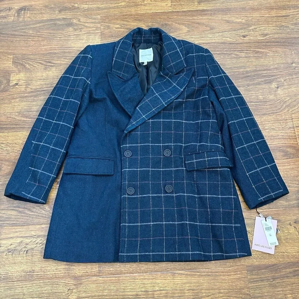 NWT Anthropologie Avec Les Filles Oversized Plaid Blazer - Picture 5 of 12